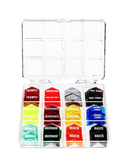 72 Contadores de Palabras Clave MTG PUGED con Caja Transparente