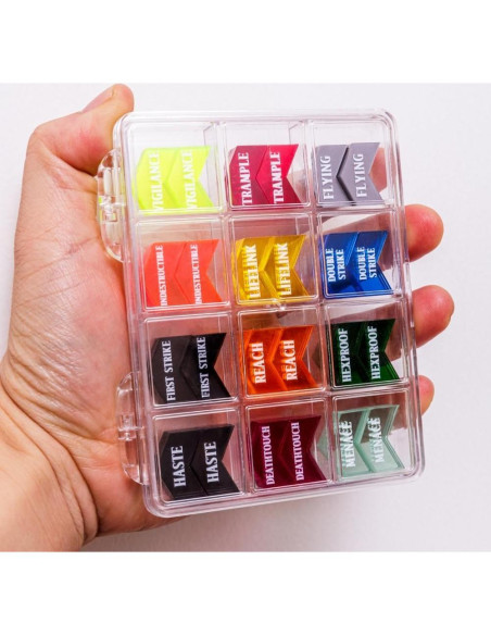 72 Contadores de Palabras Clave MTG PUGED con Caja Transparente