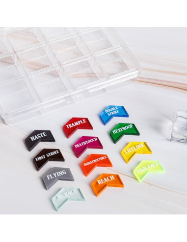 72 Contadores de Palabras Clave MTG PUGED con Caja Transparente