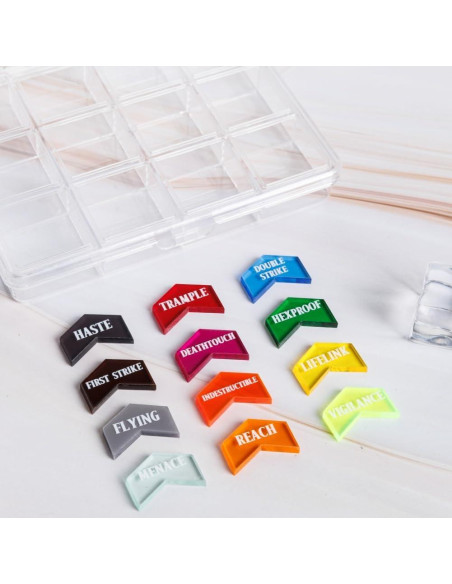 72 Contadores de Palabras Clave MTG PUGED con Caja Transparente