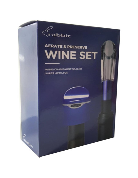 Conjunto Aerador y Sellador de Vino Rabbit Azul