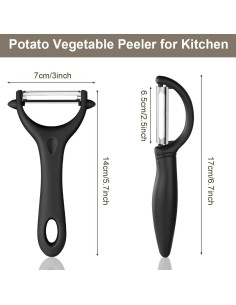 Pelador de Patatas AUAUY 2PCS Acero Inoxidable Ergonómico 2
