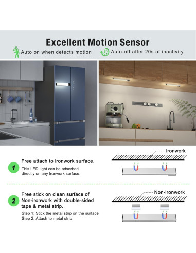 Luces Bajo Gabinete Lightbiz A300 Recargables con Sensor 3x