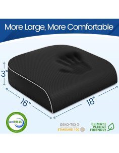 Cojín Viscoelástico SweetSlubr Grande Negro para Silla de Oficina 2