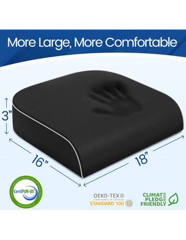 Cojín Viscoelástico SweetSlubr Grande Negro para Silla de Oficina