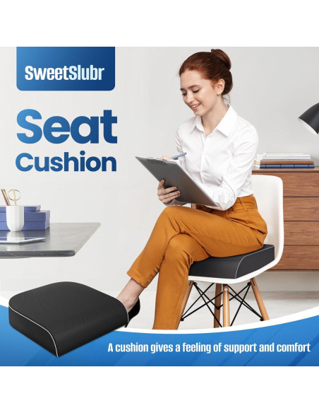 Cojín Viscoelástico SweetSlubr Grande Negro para Silla de Oficina