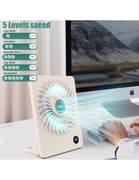 Ventilador de Escritorio Tertan X20 Recargable 1800mAh Beige