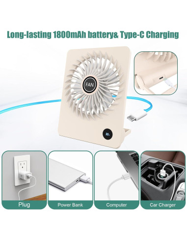 Ventilador de Escritorio Tertan X20 Recargable 1800mAh Beige