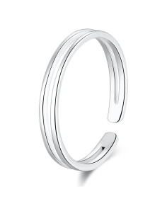 Anillo Abierto de Plata Esterlina 925 Ajustable para Mujeres