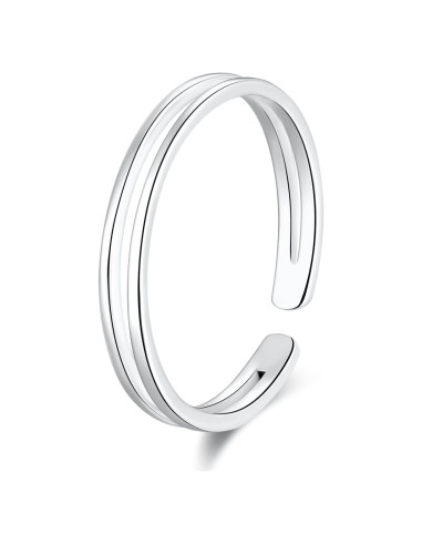 Anillo Abierto de Plata Esterlina 925 Ajustable para Mujeres