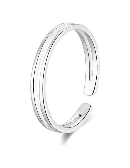 Anillo Abierto de Plata Esterlina 925 Ajustable para Mujeres