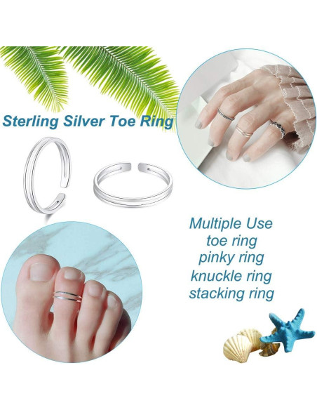 Anillo Abierto de Plata Esterlina 925 Ajustable para Mujeres