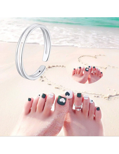 Anillo Abierto de Plata Esterlina 925 Ajustable para Mujeres