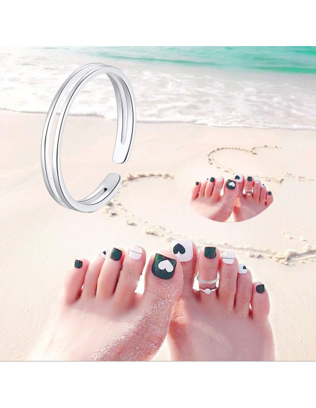 Anillo Abierto de Plata Esterlina 925 Ajustable para Mujeres