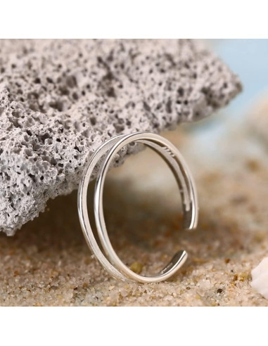 Anillo Abierto de Plata Esterlina 925 Ajustable para Mujeres