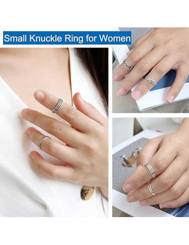 Anillo Abierto de Plata Esterlina 925 Ajustable para Mujeres