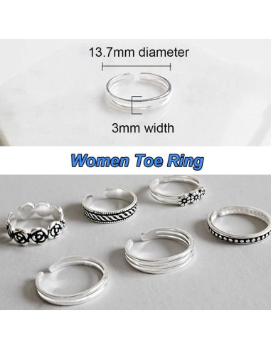 Anillo Abierto de Plata Esterlina 925 Ajustable para Mujeres