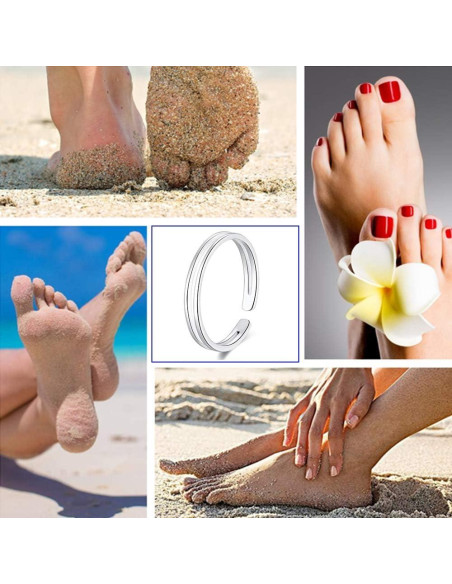 Anillo Abierto de Plata Esterlina 925 Ajustable para Mujeres