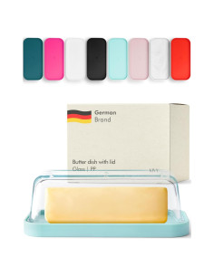 Plato de Mantequilla de Vidrio KIVY Turquesa con Tapa Hermética