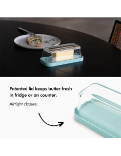 Plato de Mantequilla de Vidrio KIVY Turquesa con Tapa Hermética 2