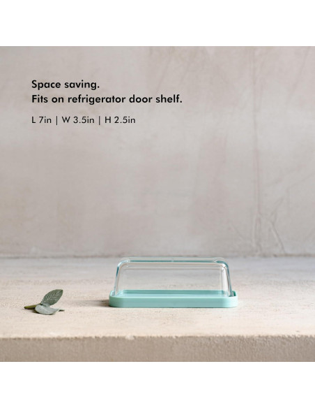 Plato de Mantequilla de Vidrio KIVY Turquesa con Tapa Hermética