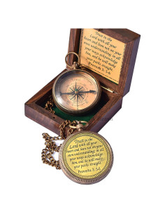Brújula de Latón Antiguo TA dizayn con Proverbios 3:5-6