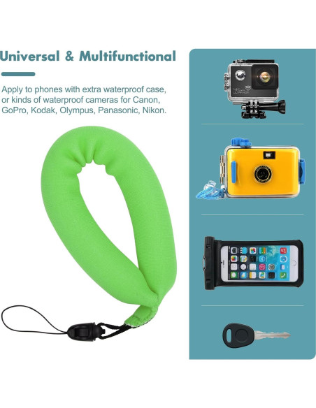 4 Correas Flotantes Neopreno para Cámara Impermeable Verde