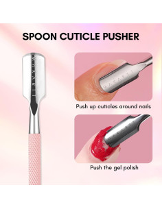 Empujador de Cutículas Makartt Rosa Doble Punta Acero Inoxidable 2
