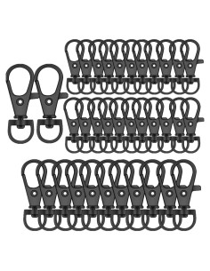 50 Ganchos de Clip Giratorios IPXEAD para Llaveros Color Negro