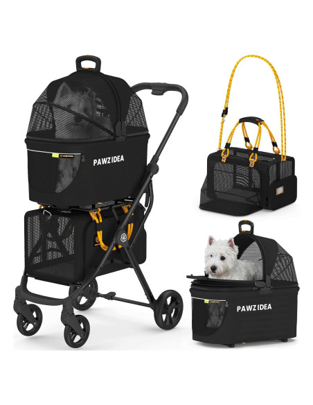 Carrito Doble para Mascotas PAWZIDEA Guerrero Negro 57x44cm