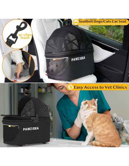 Carrito Doble para Mascotas PAWZIDEA Guerrero Negro 57x44cm