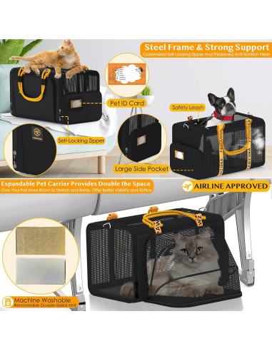 Carrito Doble para Mascotas PAWZIDEA Guerrero Negro 57x44cm