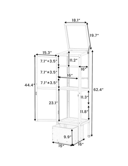 Invernadero de Madera THINK 30 158.5 cm con Estantes Ajustables