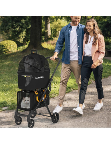 Carrito Doble para Mascotas PAWZIDEA Guerrero Negro 57x44cm