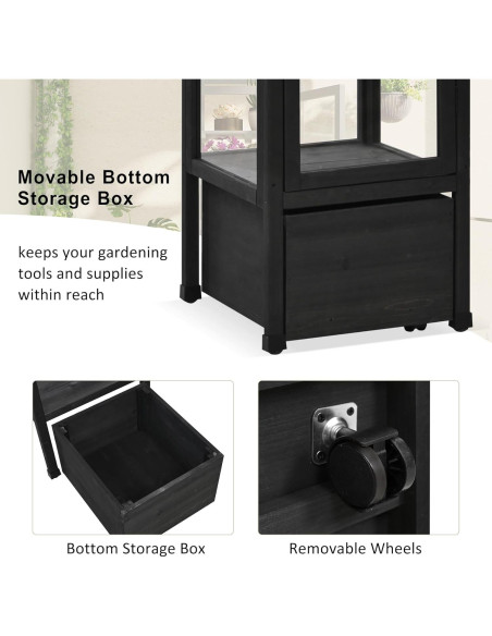 Invernadero de Madera THINK 30 158.5 cm con Estantes Ajustables