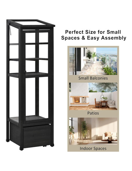 Invernadero de Madera THINK 30 158.5 cm con Estantes Ajustables