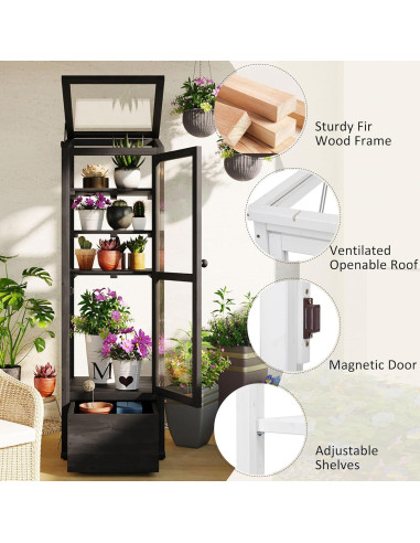 Invernadero de Madera THINK 30 158.5 cm con Estantes Ajustables