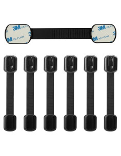 Cerraduras de Gabinete para Seguridad Infantil - Paquete de 6 Negro