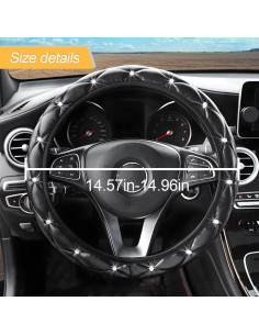 Cubierta de Volante LoyaForba de Cuero con Rhinestones 37-38 cm 2