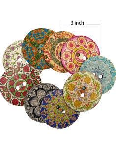Botones de Madera Mandala Mahaohao 75mm 20 Piezas Multicolor 2