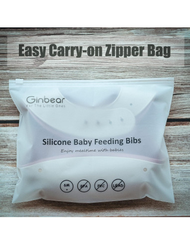 Baberos de Silicona Ginbear Ajustables Impermeables 2 Unidades