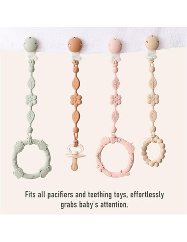Clip de Chupete para Bebé YIVEKO Juego de 3 Piezas Silicona