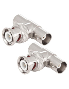 Divisor BNC Macho a Doble Hembra RFAdapter - Paquete de 2