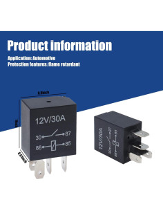 Relé Automotriz GKmow 2 PCS 12V 30A Cuatro Pines Ignífugo 2