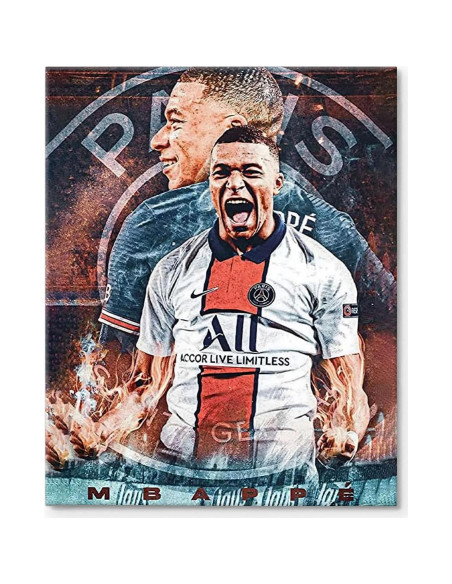 Póster en Lienzo Kylian Mbappé 20x25 cm Paris Saint-Germain