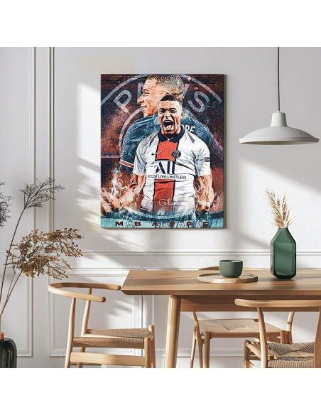 Póster en Lienzo Kylian Mbappé 20x25 cm Paris Saint-Germain