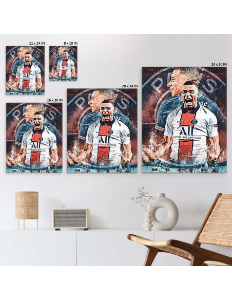 Póster en Lienzo Kylian Mbappé 20x25 cm Paris Saint-Germain