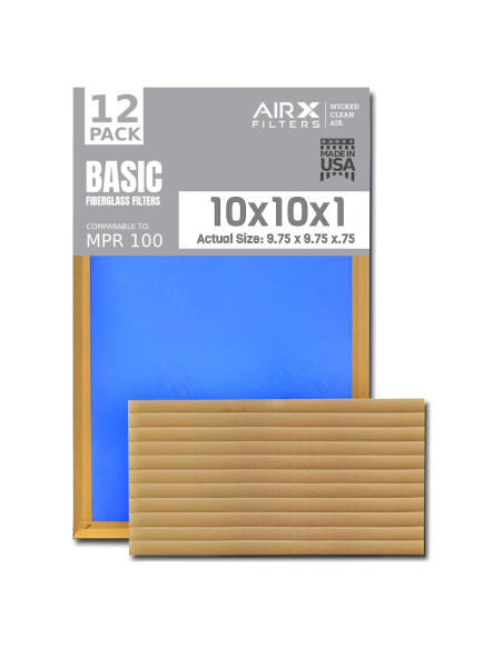 Filtro de aire 10x10x1 AIRX FILTERS - Paquete de 12 unidades