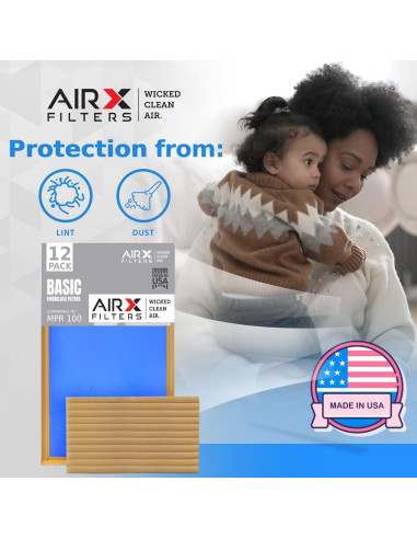 Filtro de aire 10x10x1 AIRX FILTERS - Paquete de 12 unidades