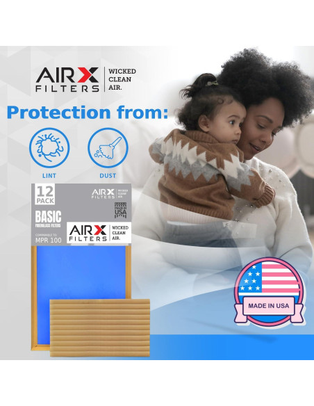 Filtro de aire 10x10x1 AIRX FILTERS - Paquete de 12 unidades